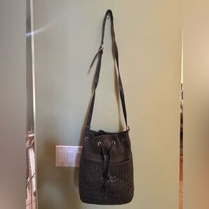 Elegant Black Woven Bucket Bag